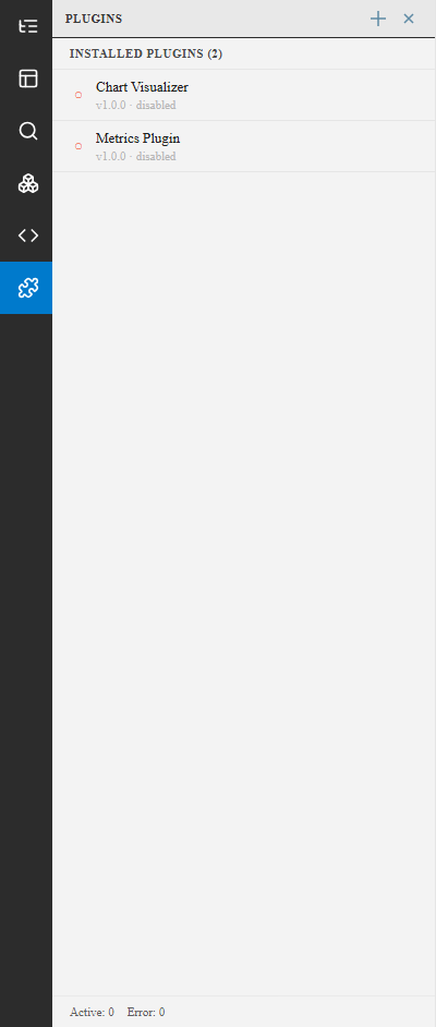 Plugins panel showing installed plugins